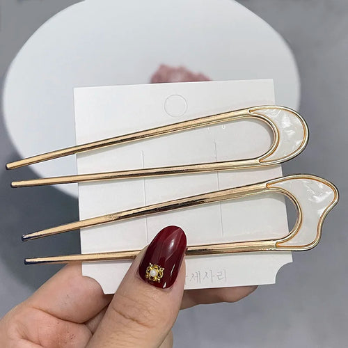 U-Shaped Hair Fork Fashion Tortoiseshell Acetate Hairpin Women