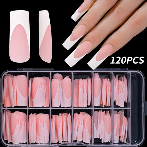240/120Pcs Colorful French Short Square False Nails Full Cover Fake