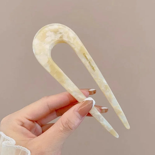 U-Shaped Hair Fork Fashion Tortoiseshell Acetate Hairpin Women