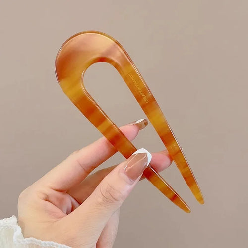 U-Shaped Hair Fork Fashion Tortoiseshell Acetate Hairpin Women
