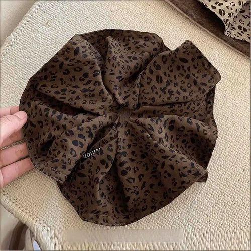Vintage Leopard Print Large Scrunchie For Women Girls Sweet Hair