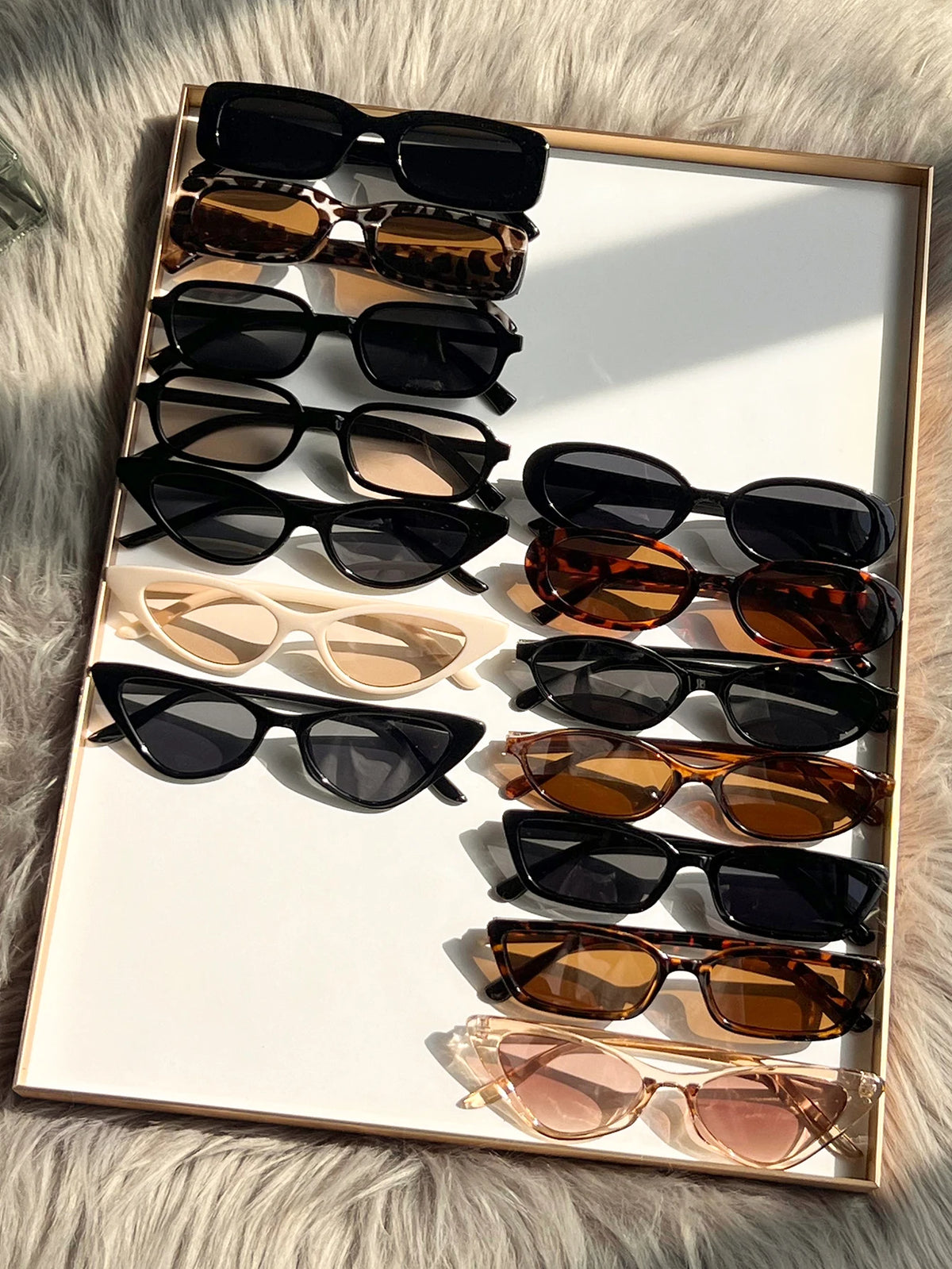 [Quality Pc]8Pcs/14Pcs women's mixed fashion glasses set/chic black,