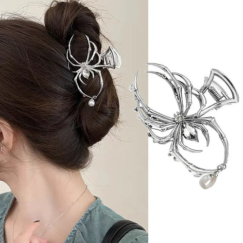 Halloween Black Spider Hair Claw Clips Gothic Metal Hair Clips Strong
