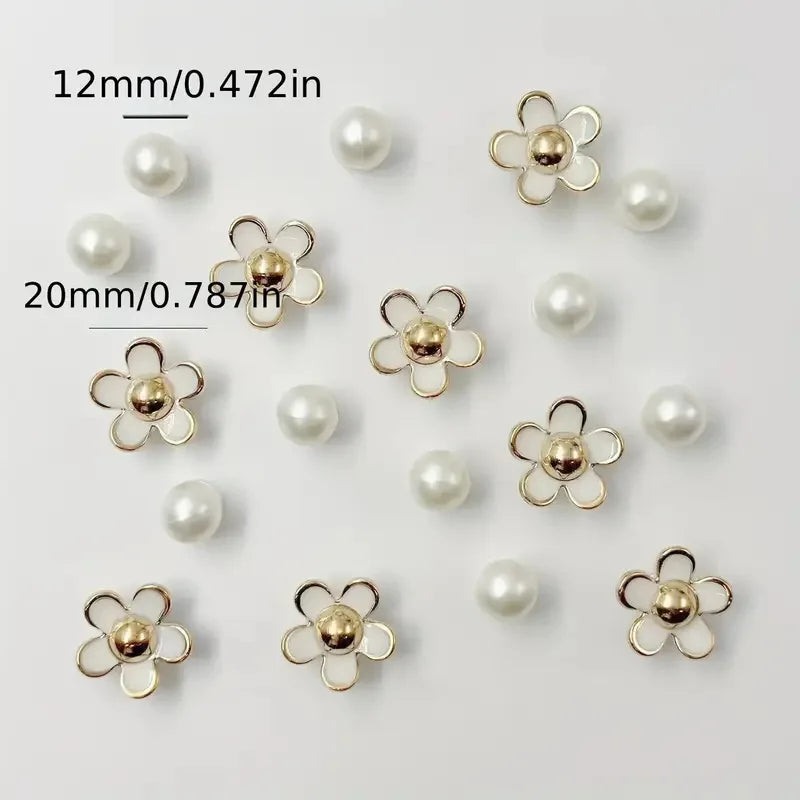 3D Cute Daisies Pearl Set Shoe Charms Accessories for Slide Sandals
