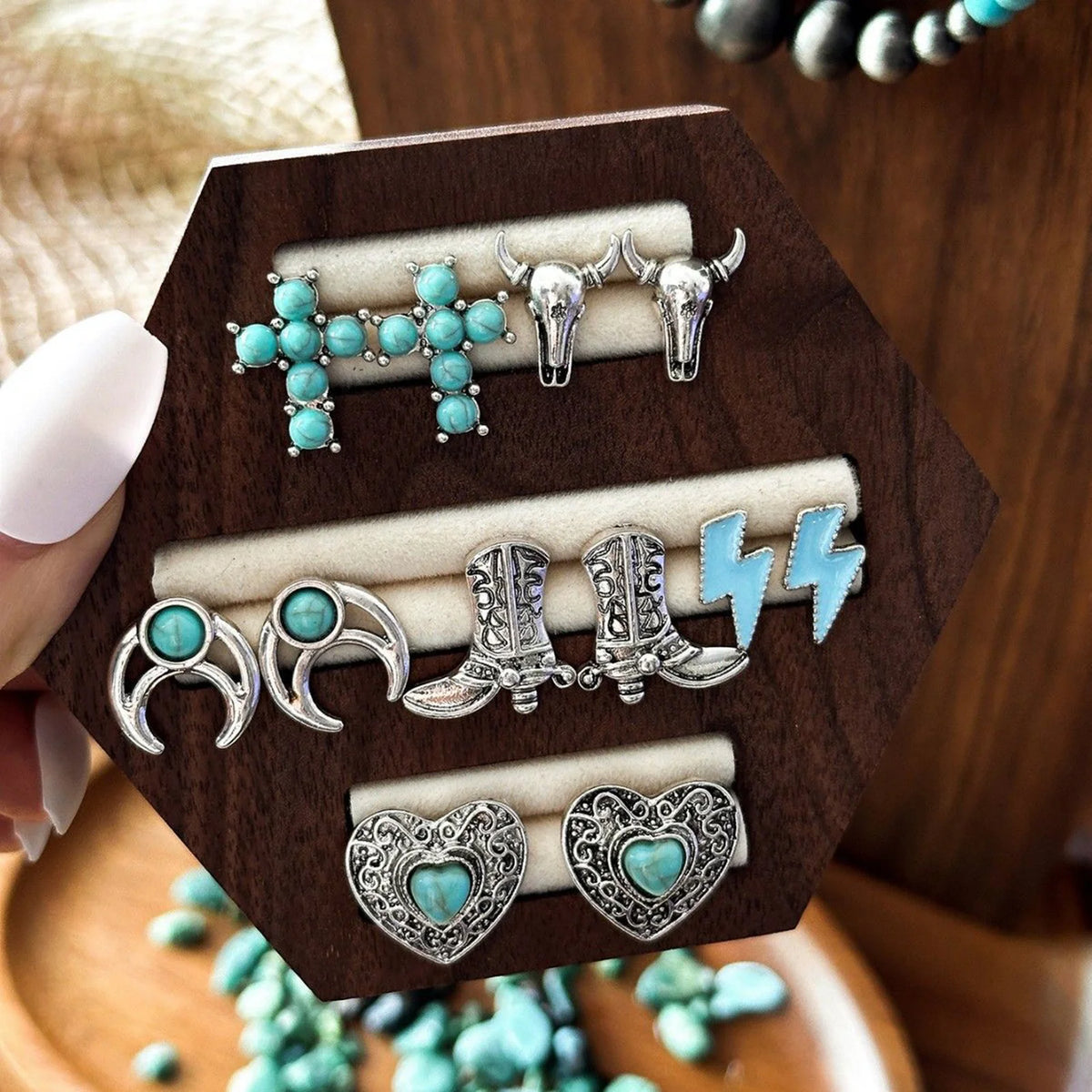 6pair/set New Retro Cowboy Cowgirl Western Hip-Hop Love Bull-Head