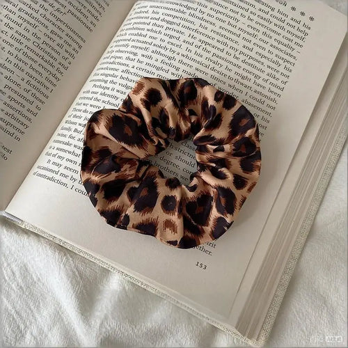 Vintage Leopard Print Large Scrunchie For Women Girls Sweet Hair