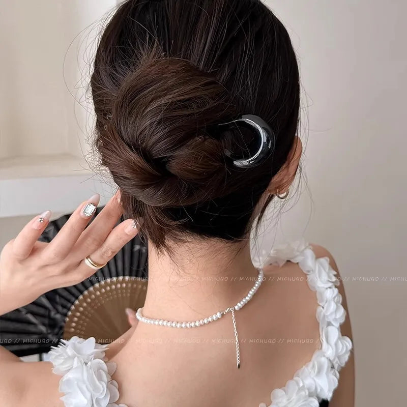 U-Shaped Hair Fork Fashion Tortoiseshell Acetate Hairpin Women
