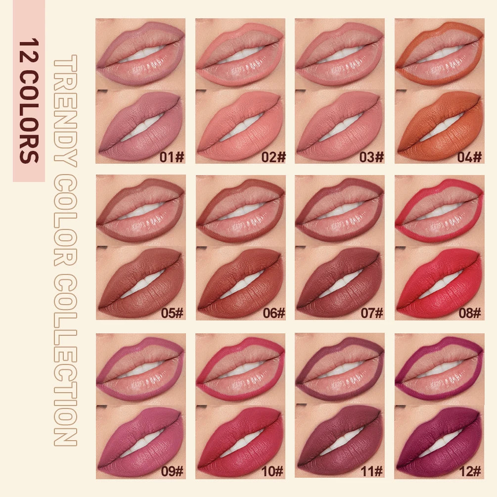 QIBEST Matte Nude Lipstick Pen Long Lasting Lipliner Lip Pencil