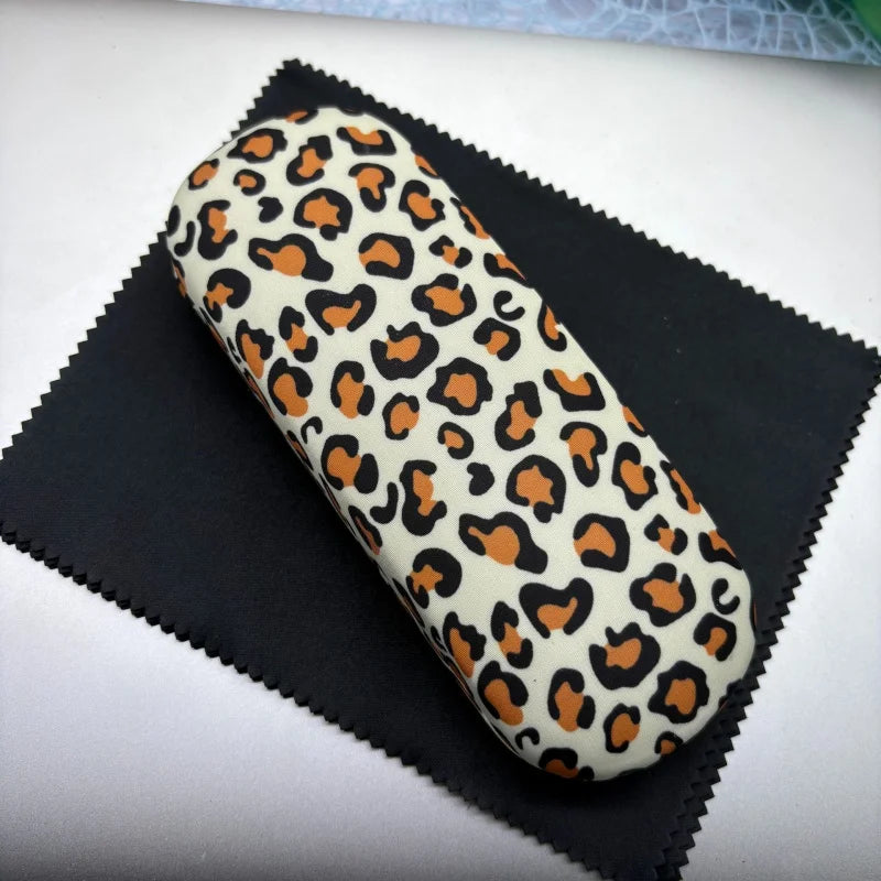 1 One Pack Luxury leopard print metal eyeglass case｜Durable stainless