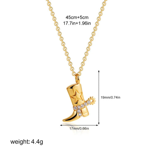 316 Stainless Steel Waterproof Denim Boots Pendant Necklace Cool