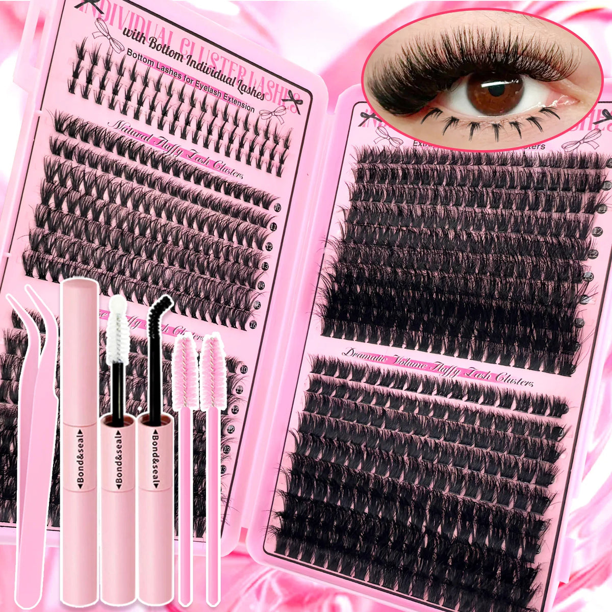 Show-Stopping Top & Bottom Lash Kit – 250/740 Cluster Shell Fluffy