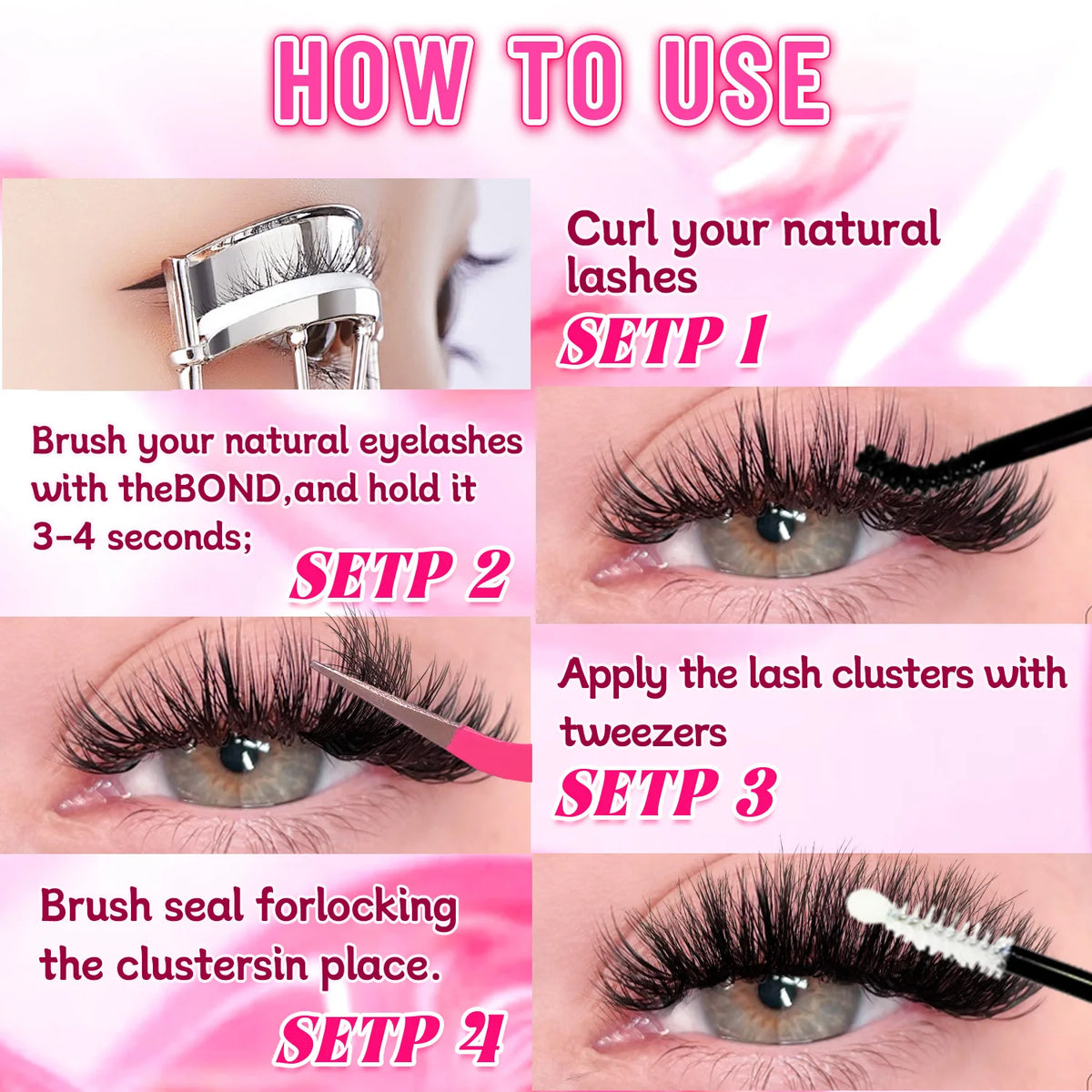 Show-Stopping Top & Bottom Lash Kit – 250/740 Cluster Shell Fluffy