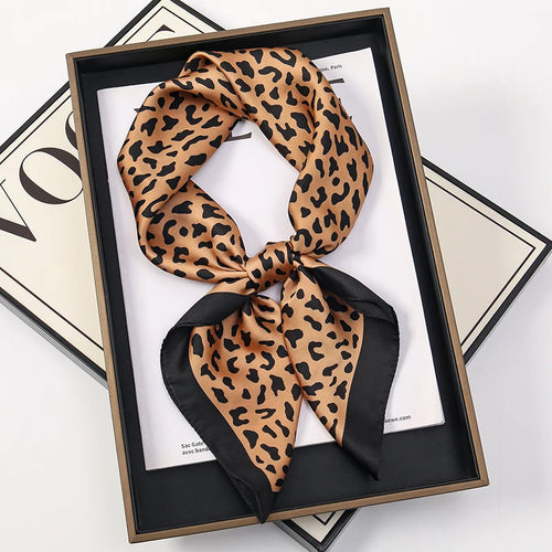 Fashion Leopard Print Silk Hairbands Scarf Women 2024 New Elagant
