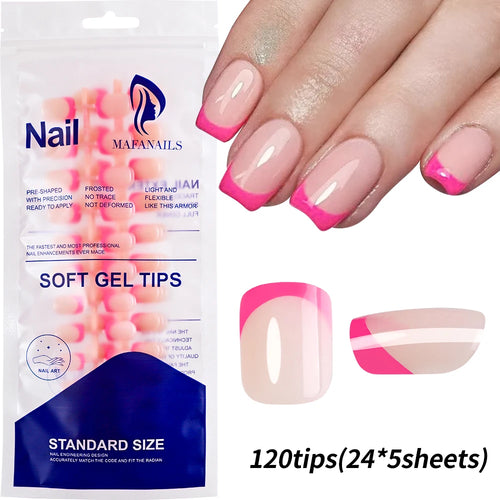 240/120Pcs Colorful French Short Square False Nails Full Cover Fake