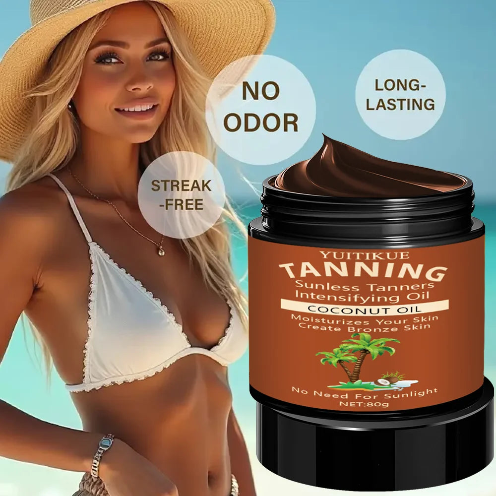 No sun exposure tanning body glowing tanning cream, coconut oil