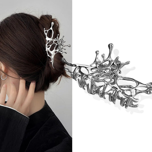 Punk Metal Hair Claw Clip for Thick Liquid Irregular Pattern Barrettes