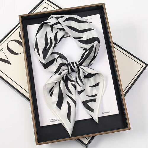 Fashion Leopard Print Silk Hairbands Scarf Women 2024 New Elagant