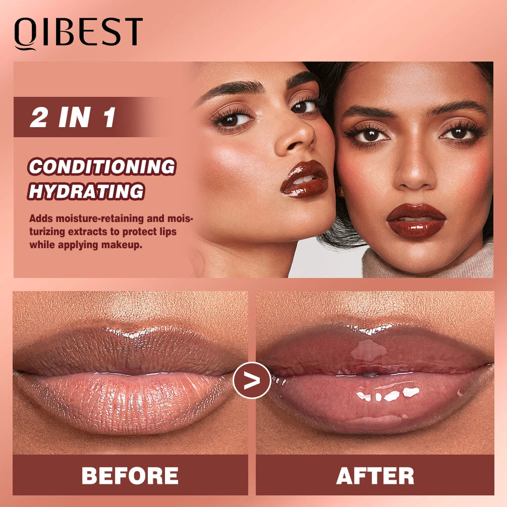 QIBEST 6 Colors Watery Crystal Jelly Lip Oil Balm Moisturizing