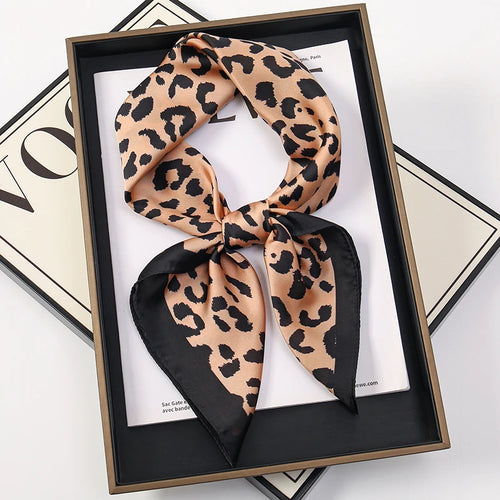 Fashion Leopard Print Silk Hairbands Scarf Women 2024 New Elagant