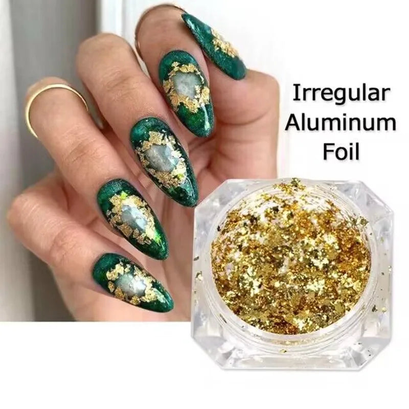 Golden Foil Flakes - Nail Foils Gold Foil For Nail Art, DIY Arts &