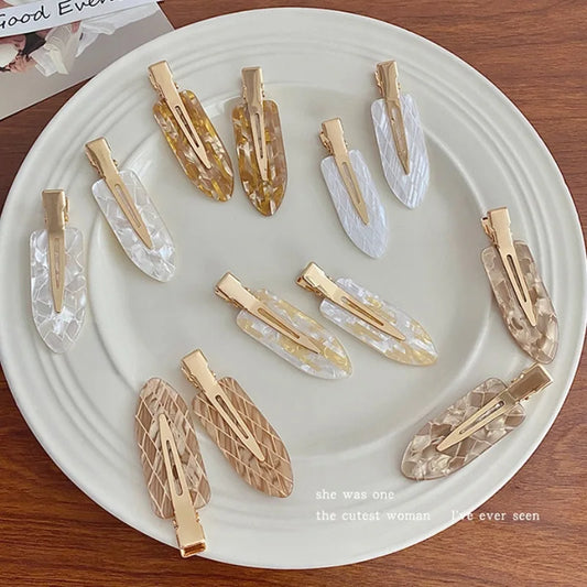 4pcs Simple Mixed Color Hair Clips Side No Trace Bangs Duckbill Clips
