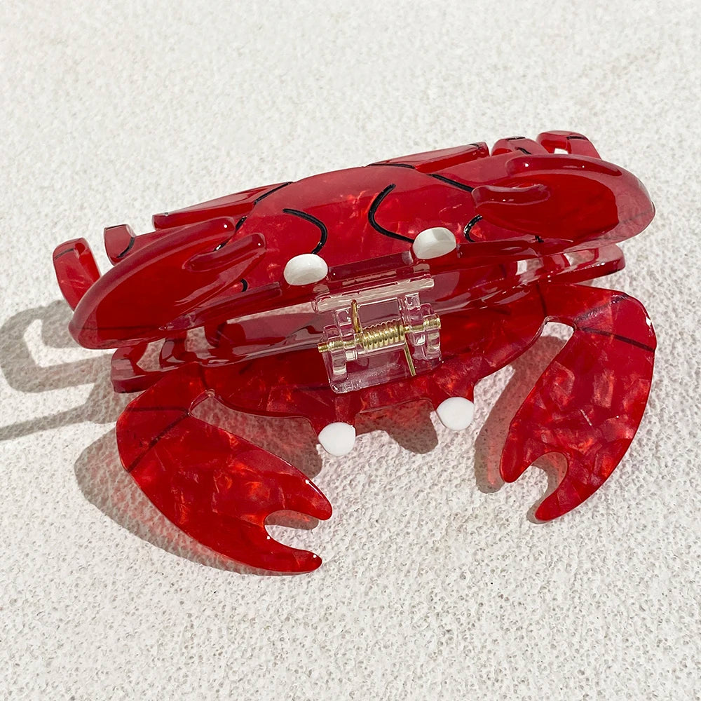 New Red Oversize Acrylic Crab Shape Shark Hair Claw Clip For Women