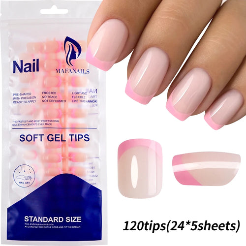 240/120Pcs Colorful French Short Square False Nails Full Cover Fake
