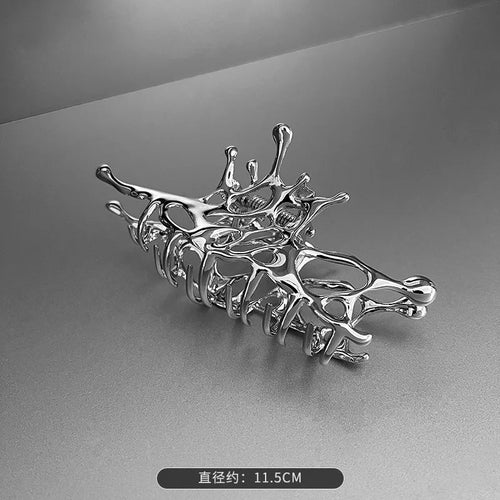 Punk Metal Hair Claw Clip for Thick Liquid Irregular Pattern Barrettes