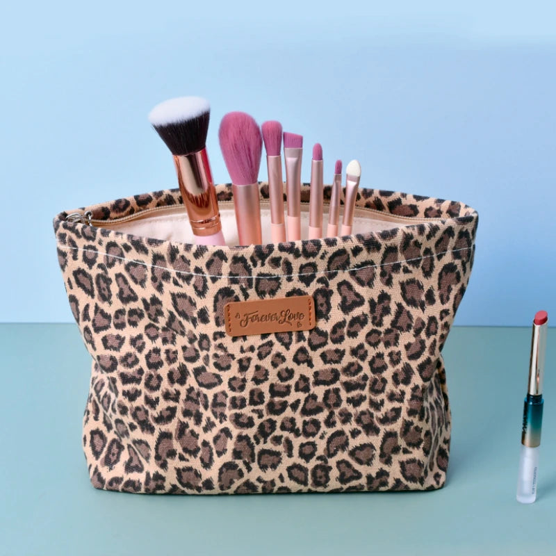 Leopard Print Large Makeup Bag - Stylish cute Toiletry Organizer