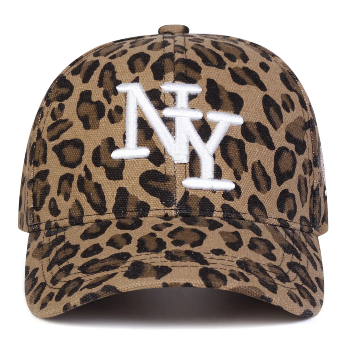 Unisex NY Letter Embroidery Leopard Print Baseball Caps Spring Autumn