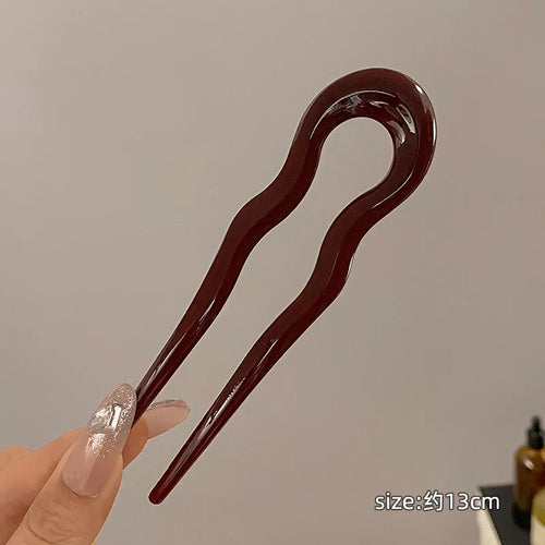 U-Shaped Hair Fork Fashion Tortoiseshell Acetate Hairpin Women
