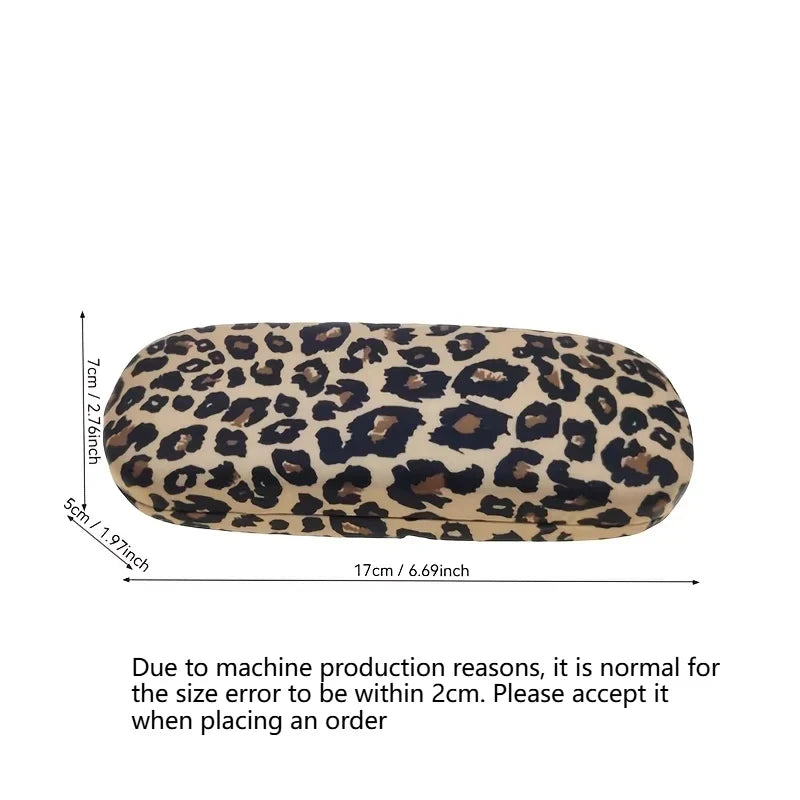 1 One Pack Luxury leopard print metal eyeglass case｜Durable stainless