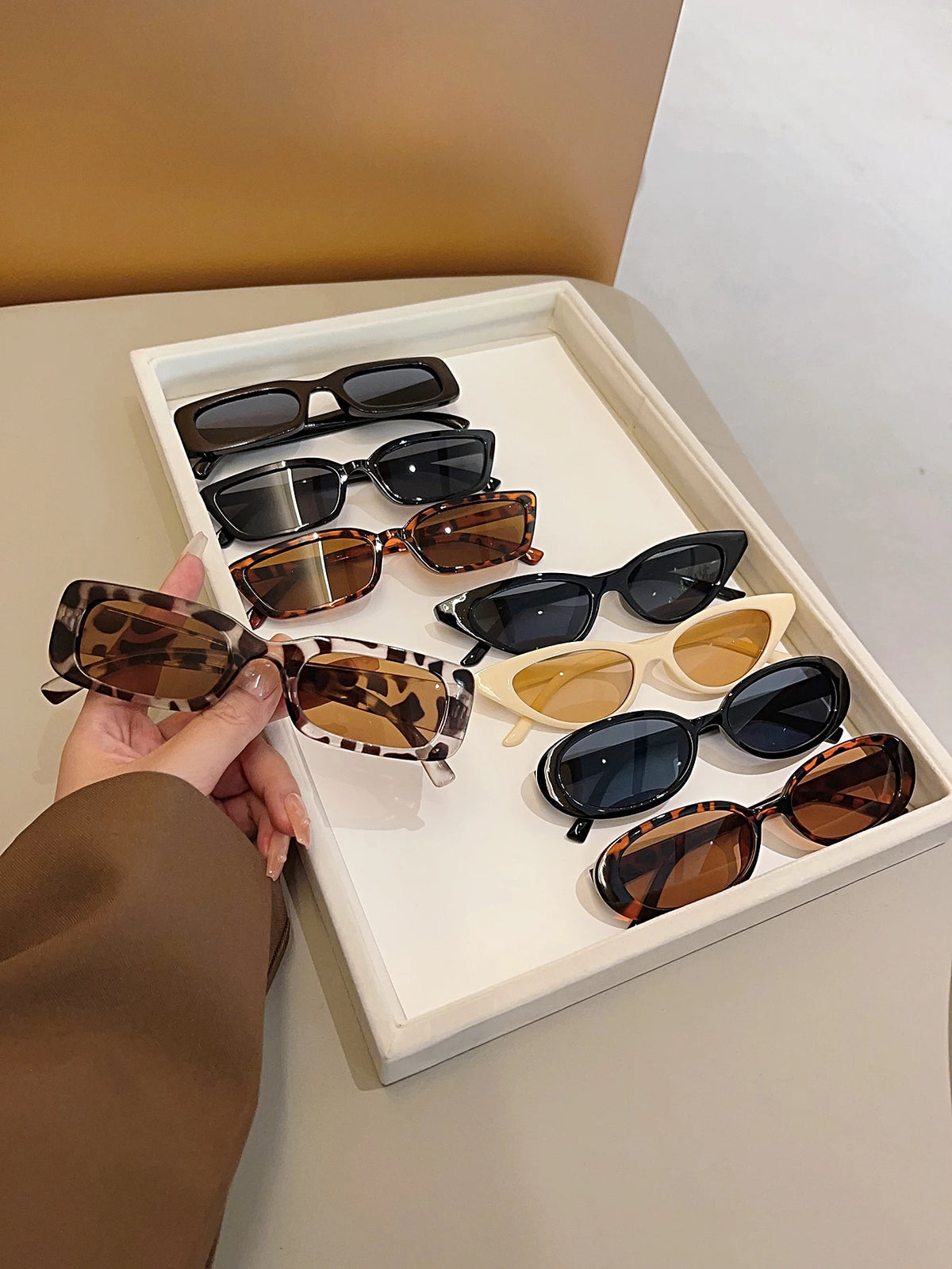 [Quality Pc]8Pcs/14Pcs women's mixed fashion glasses set/chic black,