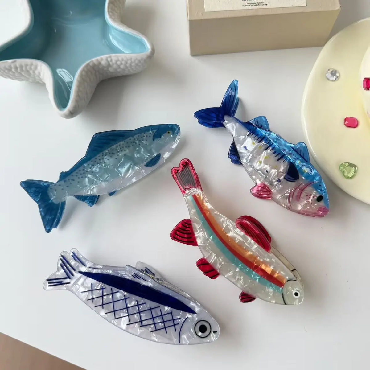 1PC Korean-style new cute and sweet back-of-head hair clip, small fish