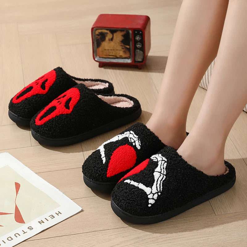 Autumn Winter Halloween Slippers Women Indoor Home Non Slip Warm