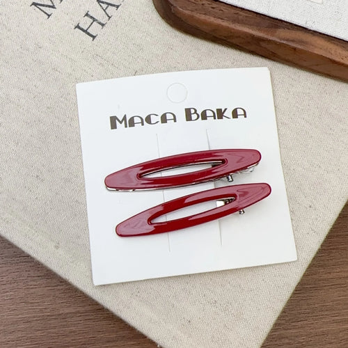 2pcs/set Acetate Hair Clips Hollowed Oval Geometric Barrettes Side
