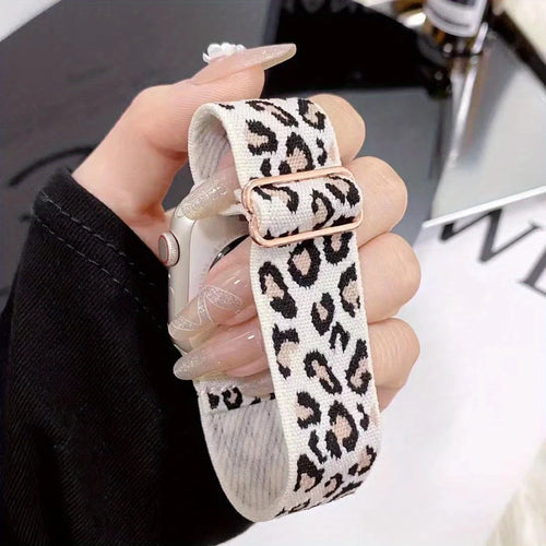 1 Pack Leopard Print Elastic Loop Band Compatible With Apple Watch