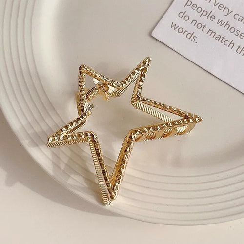 Punk Metal Hair Claw Clip for Thick Liquid Irregular Pattern Barrettes
