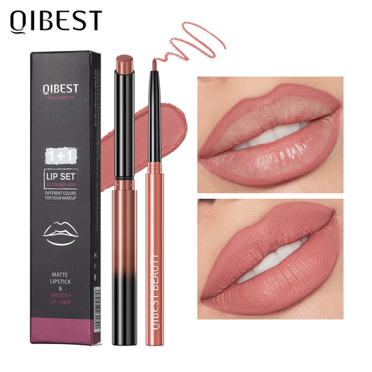 QIBEST Matte Nude Lipstick Pen Long Lasting Lipliner Lip Pencil