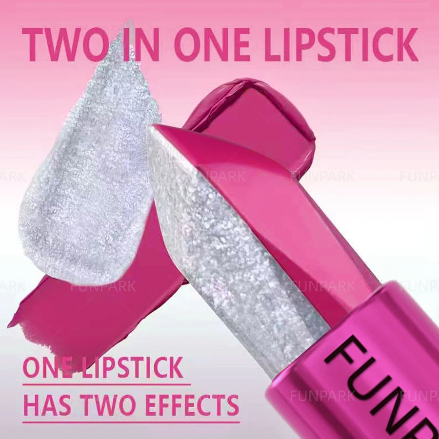 1PC Sexy Glitter Two-tone Lipstick Matte Lipsticks Cosmetics Easy to