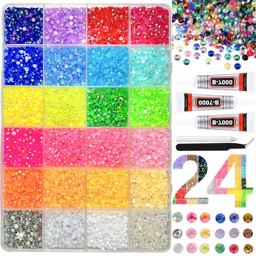 Shiny Flatback Rhinestones Kit with B 7000 Glue Tweezers Picker Pen