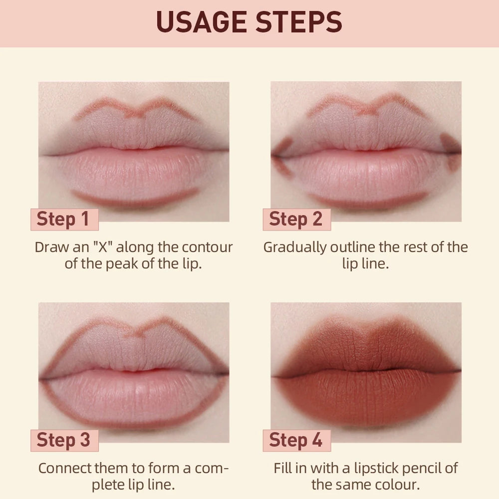 QIBEST Matte Nude Lipstick Pen Long Lasting Lipliner Lip Pencil