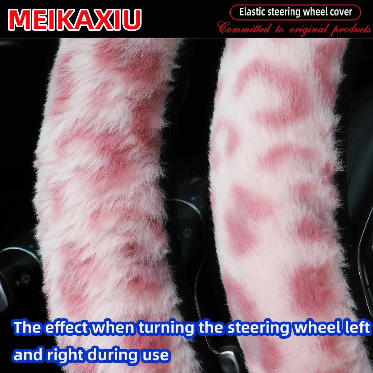 Leopard Print Fuzzy Steering Wheel Cover, Car Accessories