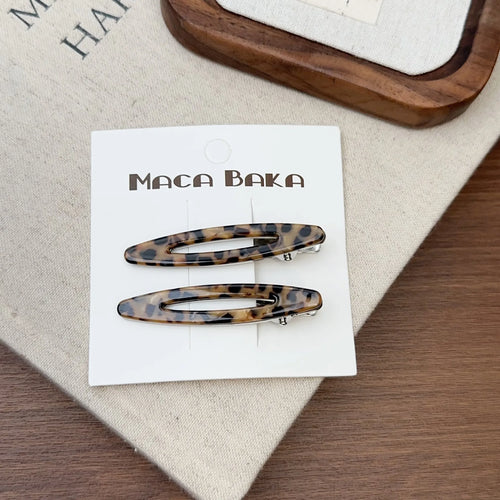 2pcs/set Acetate Hair Clips Hollowed Oval Geometric Barrettes Side