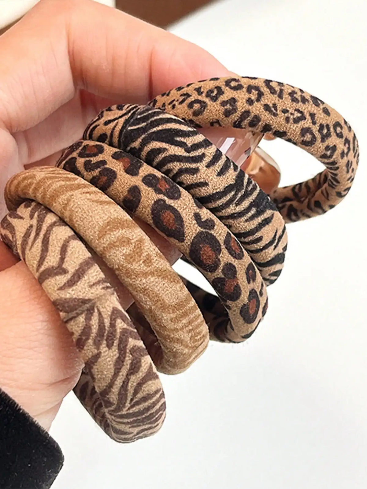 5pc/10pc Leopard Print Versatile Thick High Elasticity Durable Hair