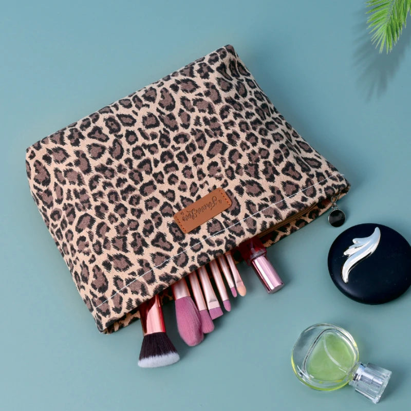 Leopard Print Large Makeup Bag - Stylish cute Toiletry Organizer