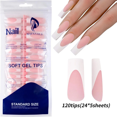 240/120Pcs Colorful French Short Square False Nails Full Cover Fake