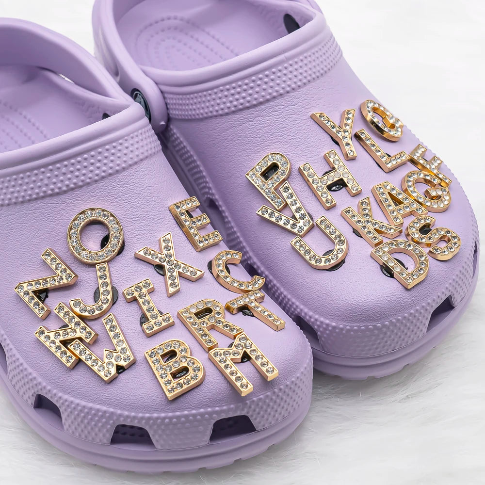 1pcs Metal Gold Luxury Letters Shoe Charms for Clog Alphabet Shoes