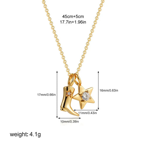 316 Stainless Steel Waterproof Denim Boots Pendant Necklace Cool