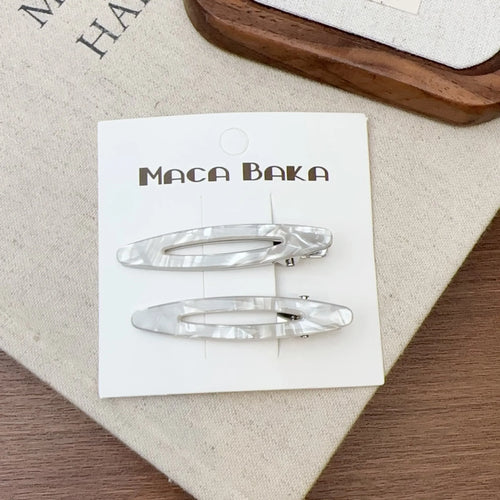 2pcs/set Acetate Hair Clips Hollowed Oval Geometric Barrettes Side